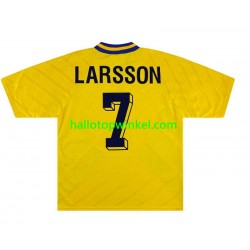 Zweden Voetbalshirt Henrik Larsson 7 Retro Heren Thuis Tenue 1994 Korte Mouw