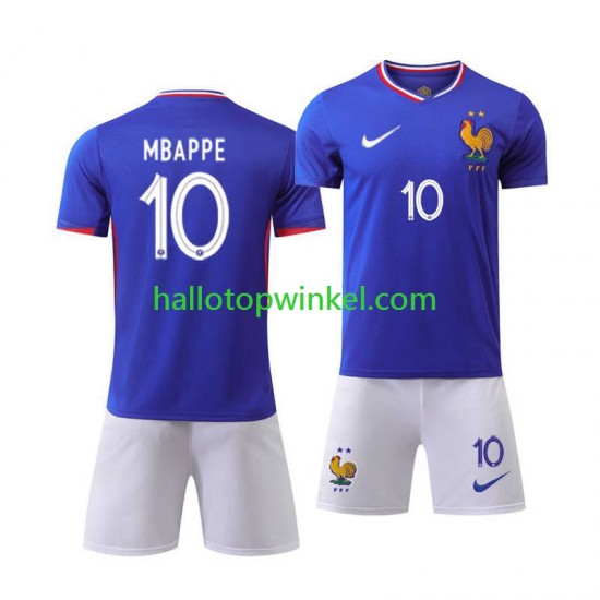 Frankrijk Voetbalshirt Mbappé Kylian 10 Kleuters/Kids Thuis Tenue Euro 2024 Korte Mouw