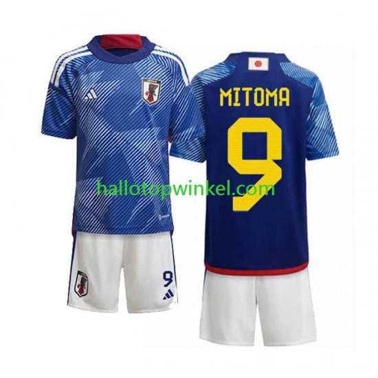 Japan Voetbalshirt Mitoma 9 Kleuters/Kids Thuis Tenue WK 2022 Korte Mouw