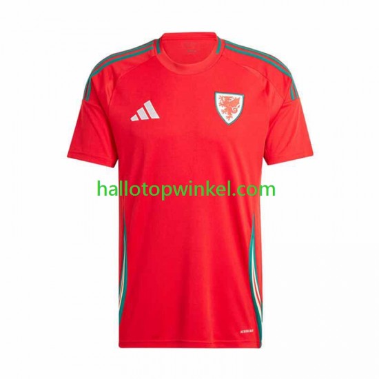 Wales Voetbalshirt Heren Thuis Tenue 2024 Korte Mouw