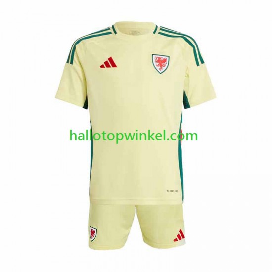Wales Voetbalshirt Kleuters/Kids Uit Tenue 2024 Korte Mouw