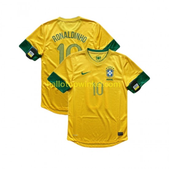 Brazilië Voetbalshirt RONALDINHO 10 2012 Retro Heren Thuis Tenue Korte Mouw
