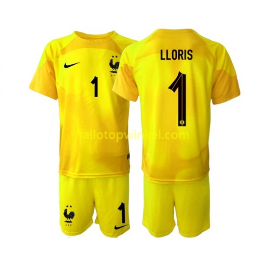 Frankrijk Voetbalshirt Hugo Lloris 1 Doelman Kleuters/Kids Derde Tenue WK 2022 Korte Mouw