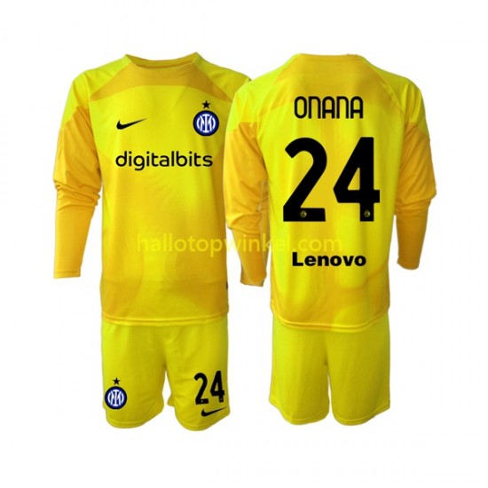 Inter Milan Voetbalshirt Andre Onana 24 Doelman Kleuters/Kids Uit Tenue 2022-2023 Lange Mouw
