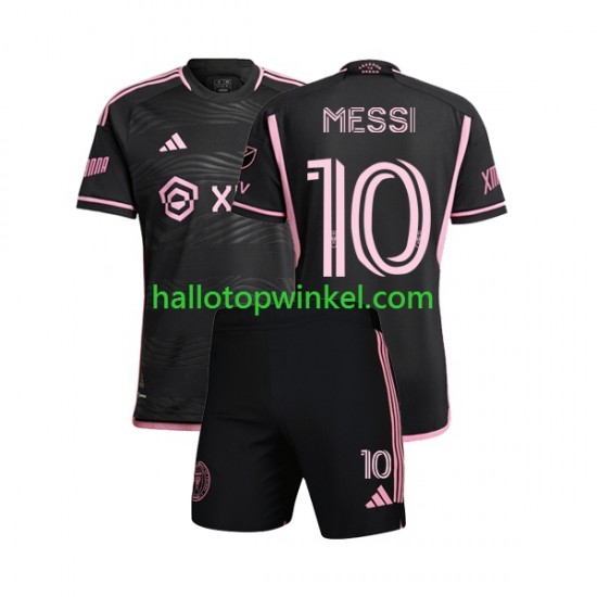 Inter Miami Voetbalshirt Lionel Messi 10 Kleuters/Kids Uit Tenue 2023 Korte Mouw