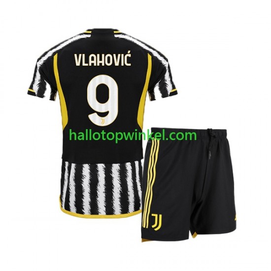 USA Juventus Voetbalshirt Dn Vlahovic 9 Kleuters/Kids Thuis Tenue 2023-2024 Korte Mouw