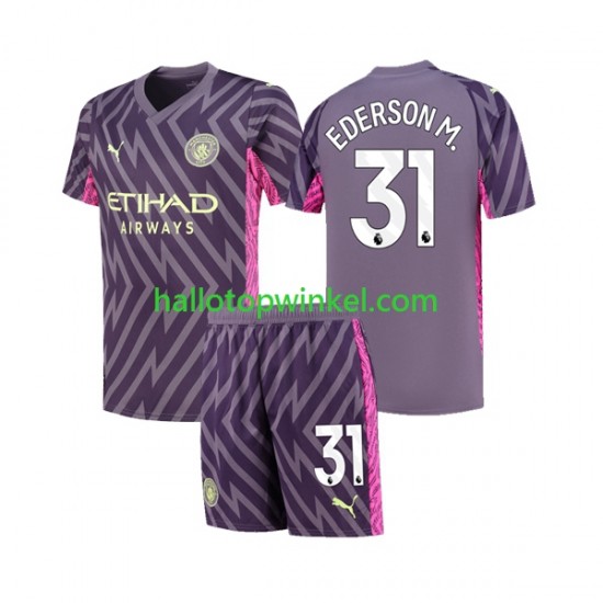 Manchester City Voetbalshirt Ederson Moraes 31 Doelman Kleuters/Kids Uit Tenue 2023-2024 Korte Mouw
