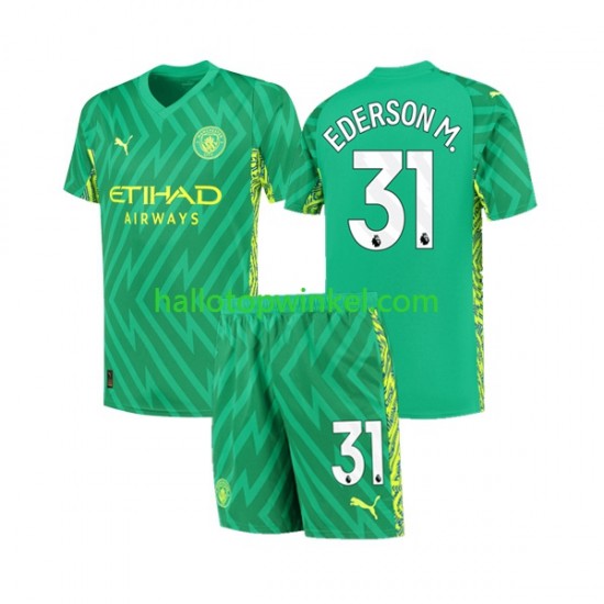 Manchester City Voetbalshirt Ederson Moraes 31 Doelman Kleuters/Kids Thuis Tenue 2023-2024 Korte Mouw