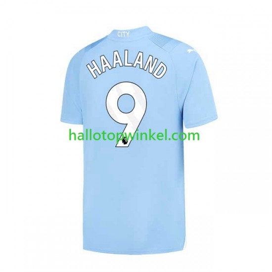 Manchester City Voetbalshirt Haaland 9 Heren Thuis Tenue 2023-2024 Korte Mouw
