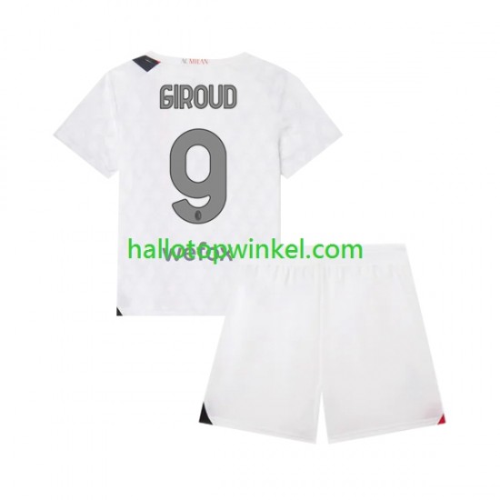 AC Milan Voetbalshirt Olivier Giroud 9 Kleuters/Kids Uit Tenue 2023-2024 Korte Mouw
