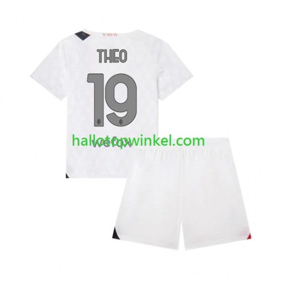 AC Milan Voetbalshirt Theo 19 Kleuters/Kids Uit Tenue 2023-2024 Korte Mouw