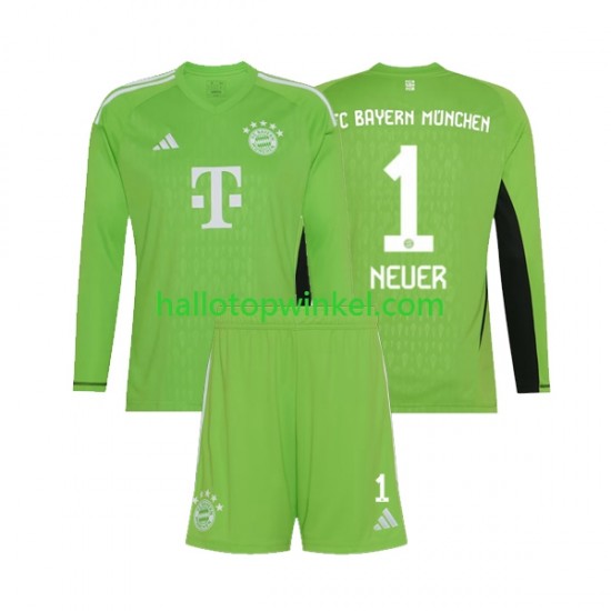 FC Bayern München Voetbalshirt Manuel Neuer 1 Doelman Kleuters/Kids Uit Tenue 2023-2024 Lange Mouw