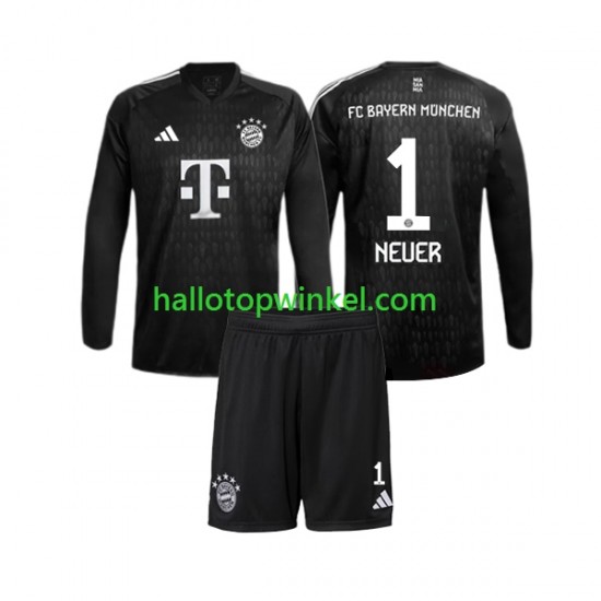 FC Bayern München Voetbalshirt Manuel Neuer 1 Doelman Kleuters/Kids Thuis Tenue 2023-2024 Lange Mouw