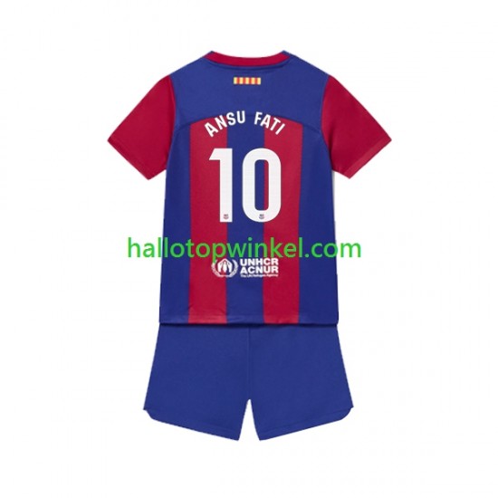 FC Barcelona Voetbalshirt Ansu Fati 10 Kleuters/Kids Thuis Tenue 2023-2024 Korte Mouw