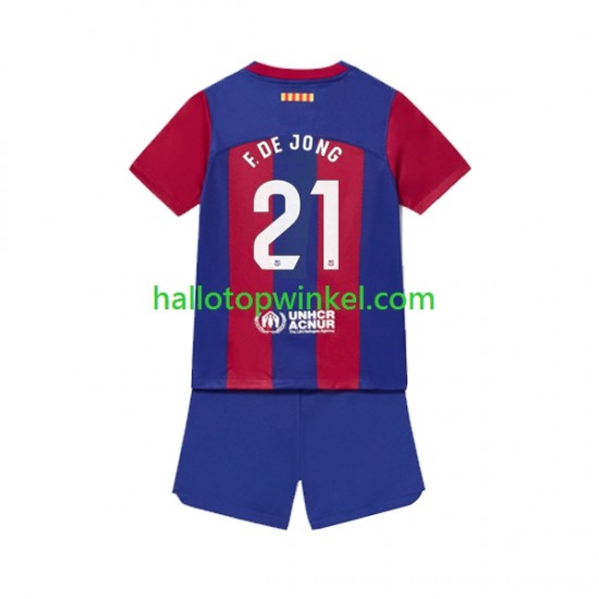FC Barcelona Voetbalshirt Frenkie de Jong 21 Kleuters/Kids Thuis Tenue 2023-2024 Korte Mouw