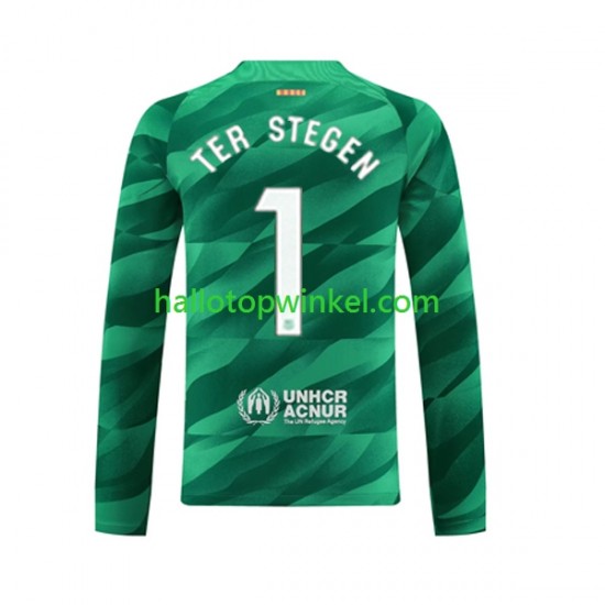 FC Barcelona Voetbalshirt Ter Stegen 1 Doelman Heren Thuis Tenue 2023-2024 Lange Mouw