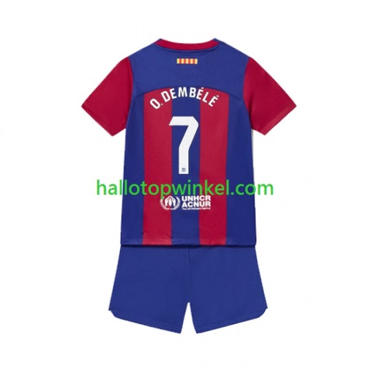 FC Barcelona Voetbalshirt Ousmane Dembele 7 Kleuters/Kids Thuis Tenue 2023-2024 Korte Mouw