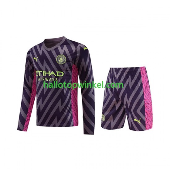 Manchester City Voetbalshirt Doelman Kleuters/Kids Uit Tenue 2023-2024 Lange Mouw