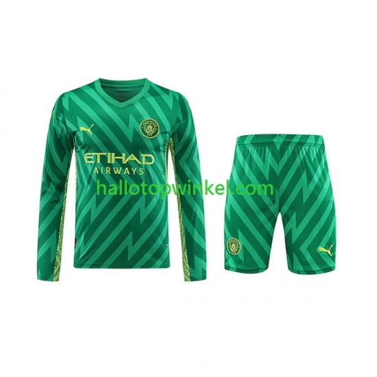 Manchester City Voetbalshirt Doelman Kleuters/Kids Thuis Tenue 2023-2024 Lange Mouw