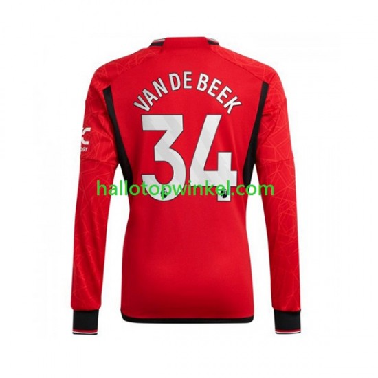 Manchester United Voetbalshirt Donny van de Beek 34 Heren Thuis Tenue 2023-2024 Lange Mouw