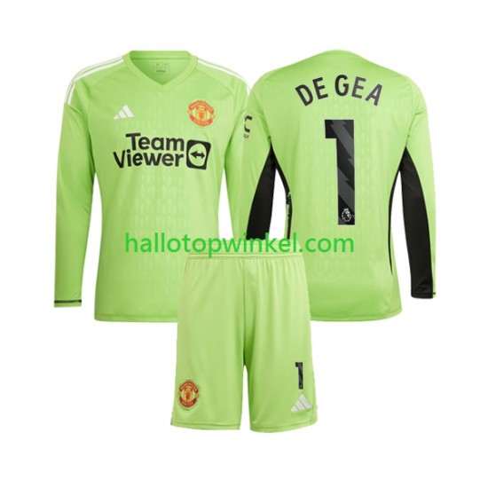 Manchester United Voetbalshirt De Gea 1 Doelman Kleuters/Kids Thuis Tenue 2023-2024 Lange Mouw