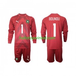 Marokko Voetbalshirt Yassine Bounou 1 Doelman Kleuters/Kids Thuis Tenue 2022 Lange Mouw
