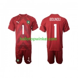 Marokko Voetbalshirt Yassine Bounou 1 Doelman Kleuters/Kids Thuis Tenue 2022 Korte Mouw