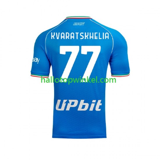 Napoli Voetbalshirt Khvicha Kvaratskhelia 77 Heren Thuis Tenue 2023-2024 Korte Mouw
