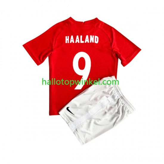 Noorwegen Voetbalshirt HAALAND 9 Kleuters/Kids Thuis Tenue 2022 Korte Mouw