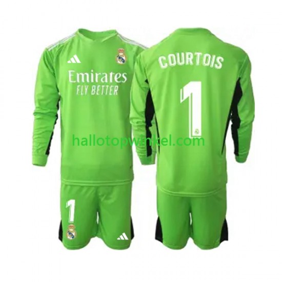 Real Madrid Voetbalshirt Thibaut Courtois 1 Doelman Kleuters/Kids Thuis Tenue 2023-2024 Lange Mouw