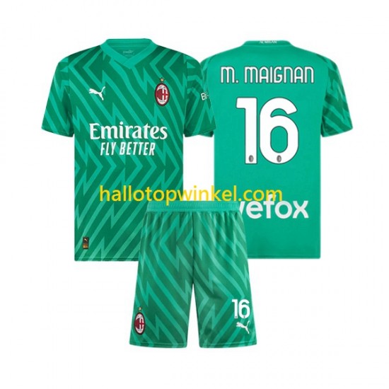 AC Milan Voetbalshirt Mike Maignan 16 Doelman Kleuters/Kids Thuis Tenue 2023-2024 Korte Mouw