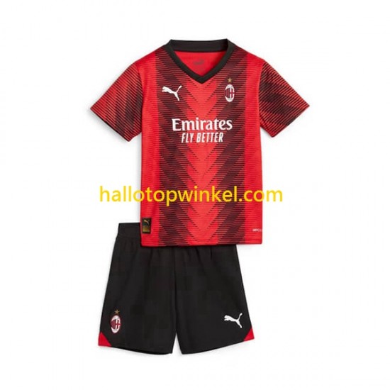 AC Milan Voetbalshirt Kleuters/Kids Thuis Tenue 2023-2024 Korte Mouw