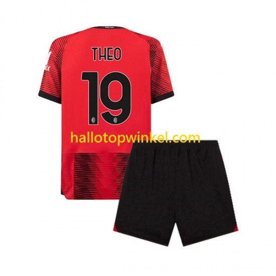 AC Milan Voetbalshirt Theo Hernandez 19 Kleuters/Kids Thuis Tenue 2023-2024 Korte Mouw