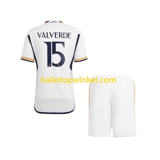 Real Madrid Voetbalshirt Federico Valverde 15 Kleuters/Kids Thuis Tenue 2023-2024 Korte Mouw