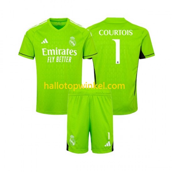 Real Madrid Voetbalshirt Thibaut Courtois 1 Doelman Kleuters/Kids Thuis Tenue 2023-2024 Korte Mouw