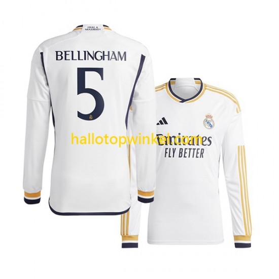 Real Madrid Voetbalshirt Jude Bellingham 5 Heren Thuis Tenue 2023-2024 Lange Mouw