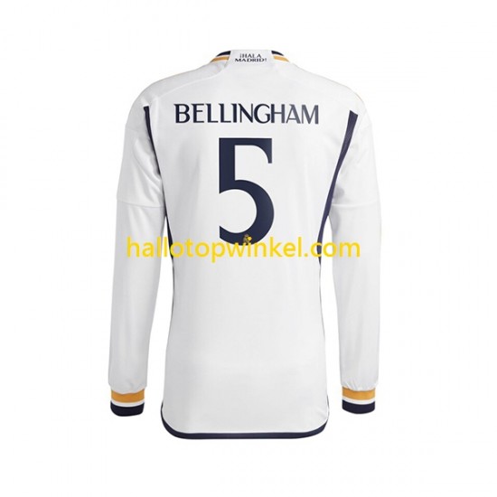 Real Madrid Voetbalshirt Jude Bellingham 5 Heren Thuis Tenue 2023-2024 Lange Mouw