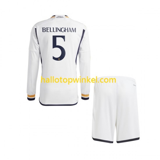 Real Madrid Voetbalshirt Jude Bellingham 5 Kleuters/Kids Thuis Tenue 2023-2024 Lange Mouw