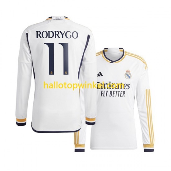 Real Madrid Voetbalshirt Rodrygo Goes 11 Heren Thuis Tenue 2023-2024 Lange Mouw