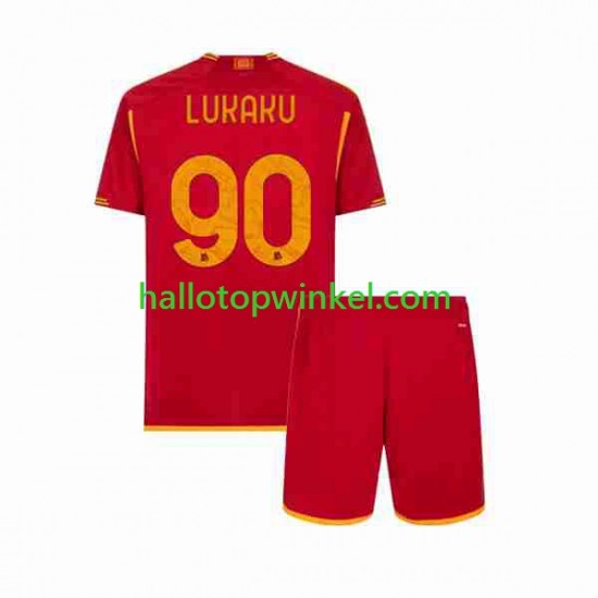 AS Roma Voetbalshirt Romelu Lukaku 90 Kleuters/Kids Thuis Tenue 2023-2024 Korte Mouw