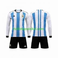 Argentinië Voetbalshirt 3 Stars Kleuters/Kids Thuis Tenue WK 2022 Lange Mouw