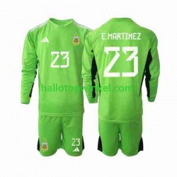 Argentinië Voetbalshirt Emiliano Martinez 23 Doelman Kleuters/Kids Thuis Tenue WK 2022 Lange Mouw