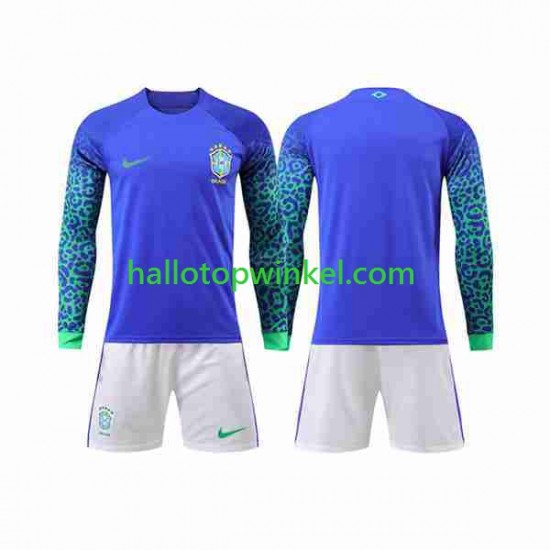 Brazilië Voetbalshirt Kleuters/Kids Uit Tenue WK 2022 Lange Mouw