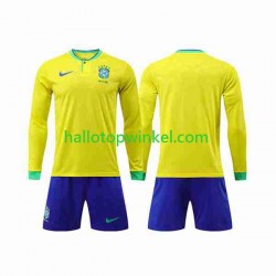 Brazilië Voetbalshirt Kleuters/Kids Thuis Tenue WK 2022 Lange Mouw