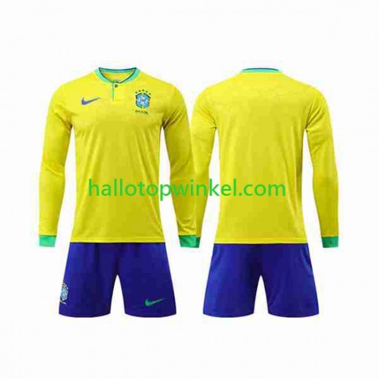 Brazilië Voetbalshirt Kleuters/Kids Thuis Tenue WK 2022 Lange Mouw