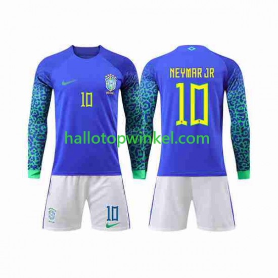Brazilië Voetbalshirt Neymar Jr 10 Kleuters/Kids Uit Tenue WK 2022 Lange Mouw