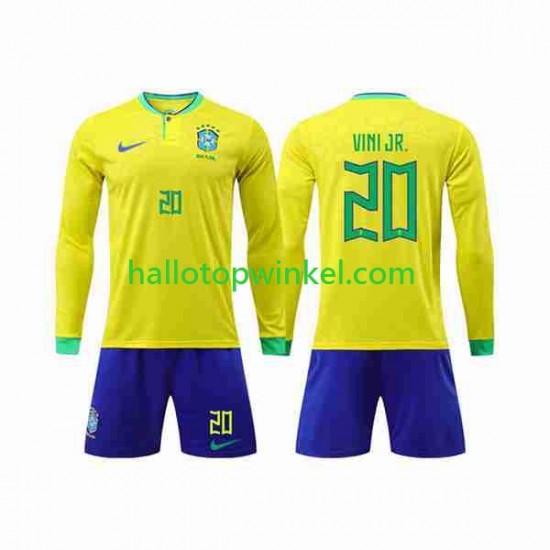 Brazilië Voetbalshirt Vinicius Junior 20 Kleuters/Kids Thuis Tenue WK 2022 Lange Mouw