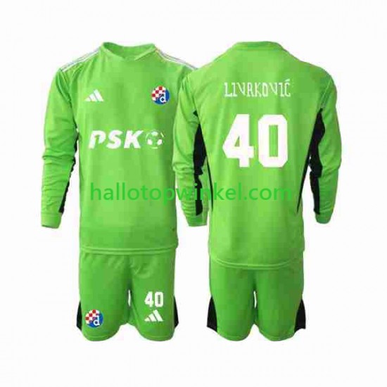 Dinamo Zagreb Voetbalshirt Livakovic 40 Doelman Kleuters/Kids Thuis Tenue 2023-2024 Lange Mouw