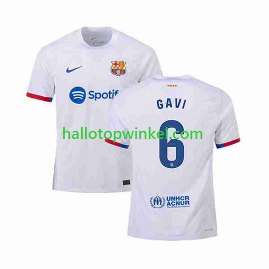 FC Barcelona Voetbalshirt GAVI 6 Heren Uit Tenue 2023-2024 Korte Mouw