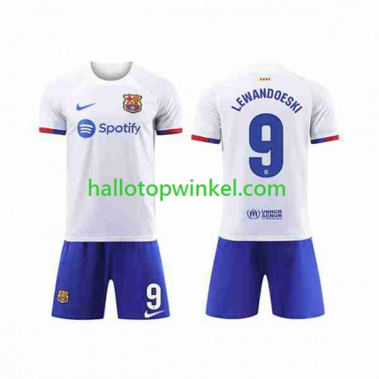 FC Barcelona Voetbalshirt LEWANDOWSKI 9 Kleuters/Kids Uit Tenue 2023-2024 Korte Mouw